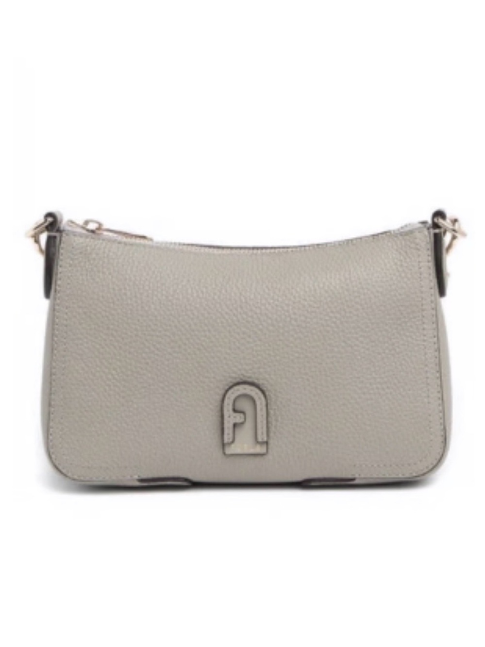 Furla Atena Pebbled Leather Crossbody Bag in Marmo C Light Gray